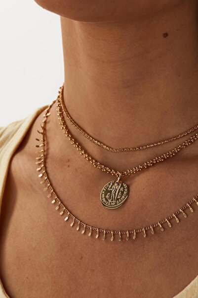 New Obsessions Çubuklu Madalyon Zincir Kolye