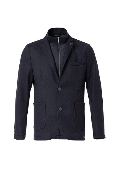 Boris Becker Navy Blue Color Wool Blended Jacket with Removable inner mostra