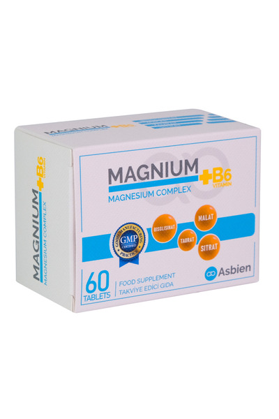 MAGNIUM Complex B6 60 Tab Magnezyum Bisglisinat , Sitrat , Malat , Taurat , B...