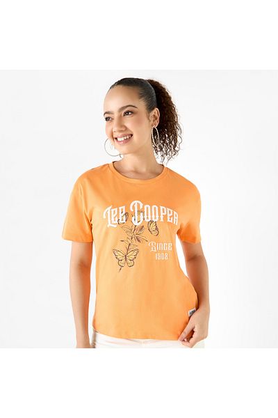 Lee Cooper تي شيرت بطبعة جرافيكية ورقبة دائرية وأكمام قصيرة