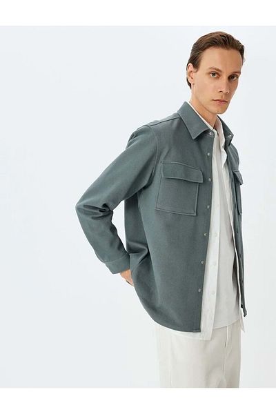 Koton Long Sleeve Gray Shirt Jacket - 5Skt30003Hw