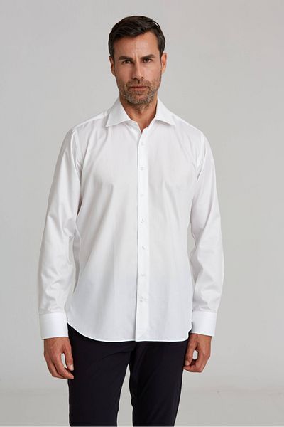 Bisse Regular Fit Дълга ръкава Бяла класическа мъжка риза
