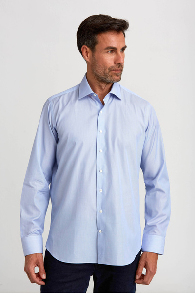 Bisse Platinum Regular Fit Long Sleeve Blue Men's Shirt