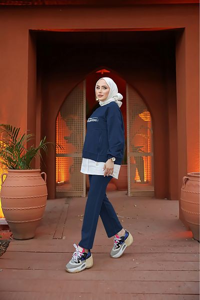 MİMİ Luxury Wear Γυναικείο Σετ Φούτερ Navy Blue Σετ κάτω-top