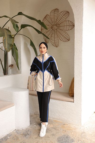 MİMİ Luxury Wear Γυναικείο κρεπ διπλό σετ με χιτώνα και παντελόνι