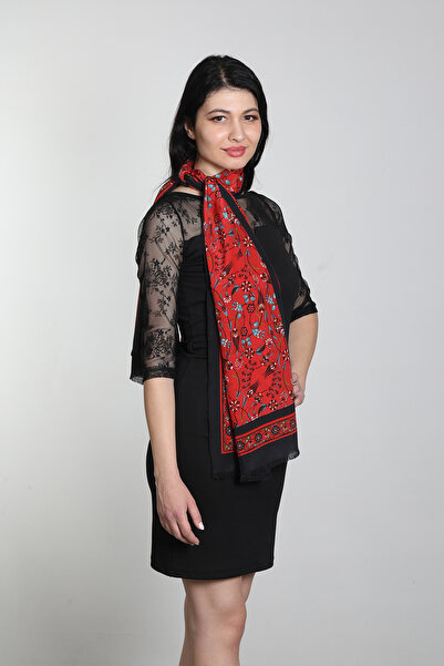 Mystic Kırmızı-Lacivert Renkli Eşarp Şal