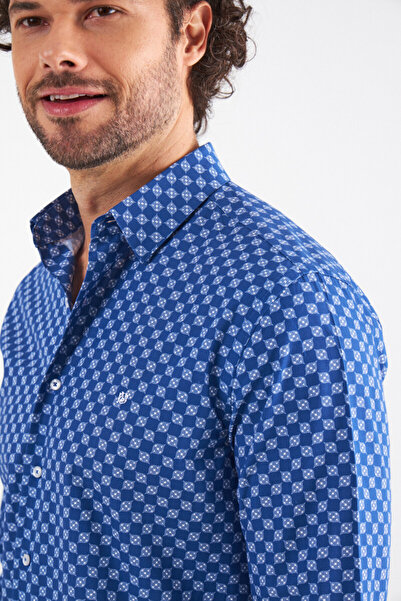 Bisse Slim Fit Uzun Kollu Lacivert Spor Erkek Gömlek