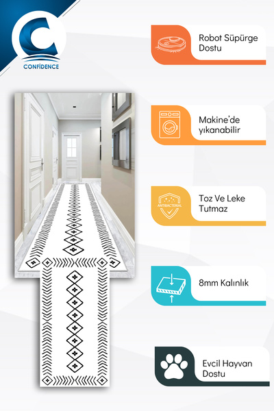 Confidence Home Machine washable non-slip base stain-resistant modern cutting runner kitchen runner carpet runner