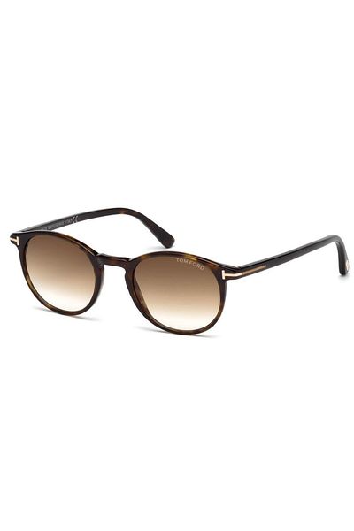 Tom Ford نظارات شمسية للجنسين Tf539 02v 48-20، إطار دائري من مادة الأسيتات باللون البني، عدسة بنية