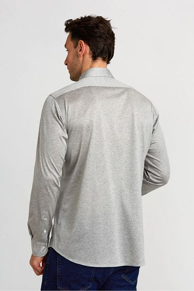 Bisse Platinum Regular Fit Long Sleeve Navy Blue Gray Shirt
