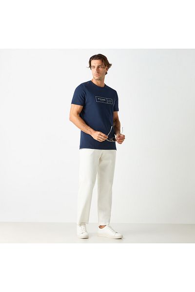 Iconic Typographic Print Crew Neck T-shirt With Short Sleeves