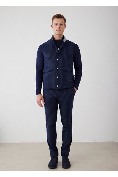 Boris Becker Navy Blue Color Striped Vest