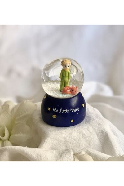 Winnie Baby Mini Boy Küçük Prens Işıklı Kar Küresi Dekoratif Hediyelik Little Prince Mavi Renk
