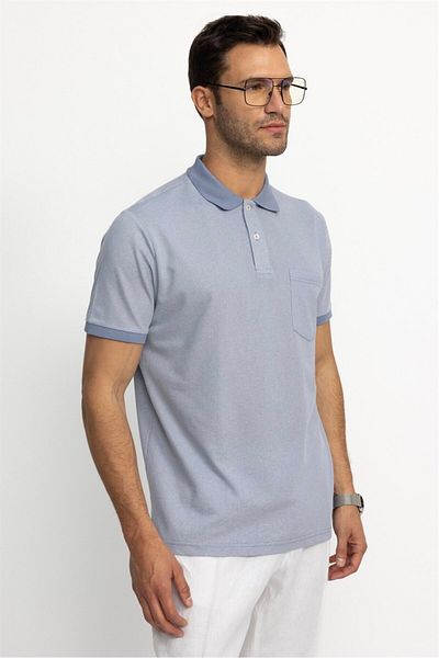 Tudors Men's Regular Fit Classic Cut Cotton Single Pocket Plain Pique Mink Polo Neck T-Shirt