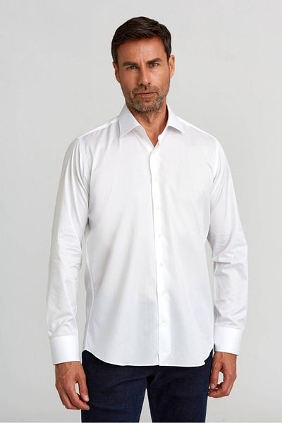Bisse Platinum Italian Fabric Regular Fit Long Sleeve White Men's Shirt