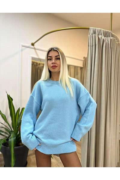 POODLE Pulover de damă oversize cu gât crew tricotaj