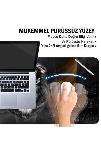 AsMat Paw Aslan Takım Temalı Gamer Kaymaz Masa Üstü Oyun(Gaming) ve Rahat Çalışma Klavye Mause Padi 70*32 cm