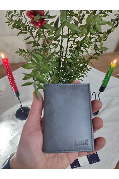 Lutti محفظة بأزرار قابلة للطي من الجلد المجنون من النوع 3