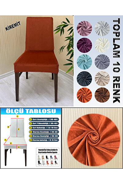 Home 4 Adet Süet Detaylı Angora Kumaş Sandalye Kılıfı Yıkanabilir Likralı Esn...