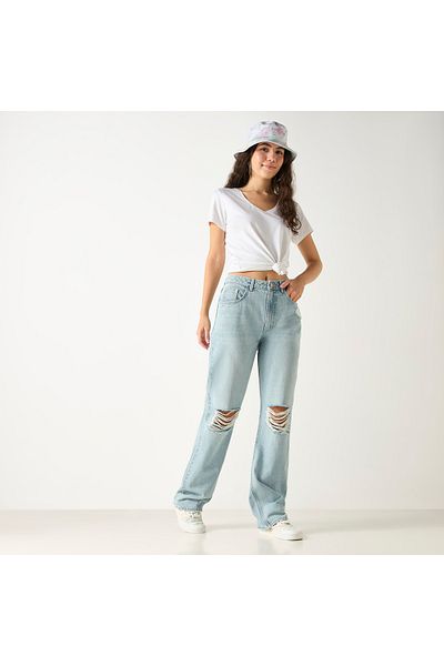 Lee Cooper Ripped Detail Jeans With Pockets