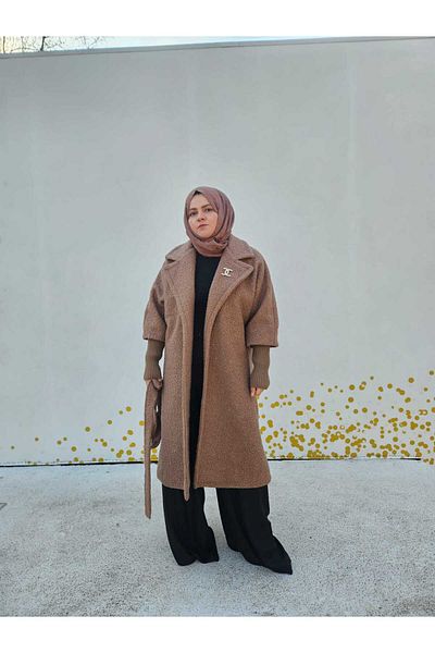 AMİNENESİL Καφέ Premium Boucle Coat
