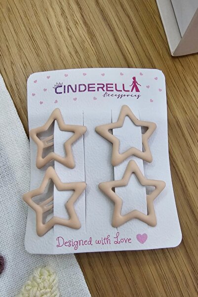 Cinderella Set de 4 catarame cu stea de culoare bej mat - Cataramă cu stea di...