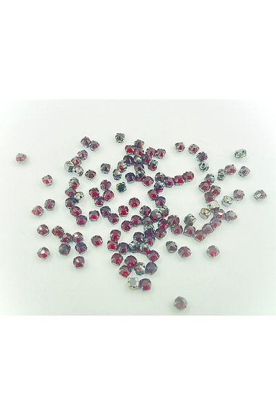 yiğit aksesuar 100 Pieces 6 mm Black Case Red Strut Glass Stone