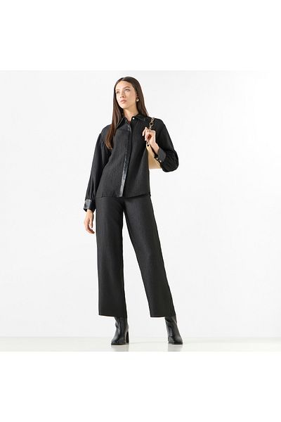 Iconic Textured Straight Fit Flexi Waist Trousers