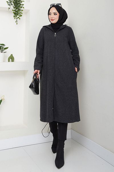 hafsamina Καπάκι με φερμουάρ Anthracite Hooded - HM2636
