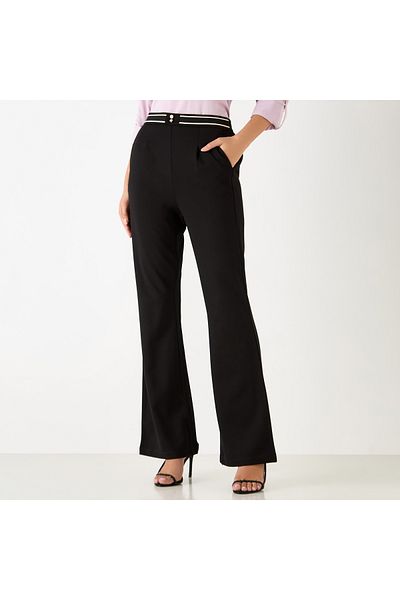 2Xtremz Button Accent Flared Leg Trousers With Pockets