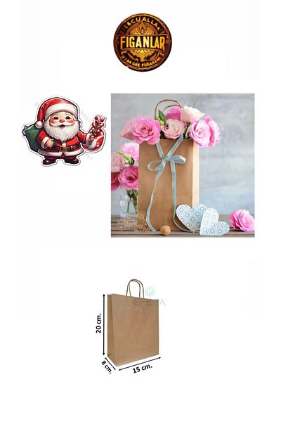 figanlar ambalaj 1. Grade Paper Kraft Twist Handle Cardboard Bag 5 Pieces 18X8X20 Gift Bag