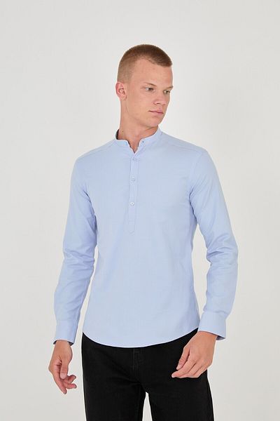 jack carisma Мъжка риза Slim Fit от гъвкав памучен материал с половин шев