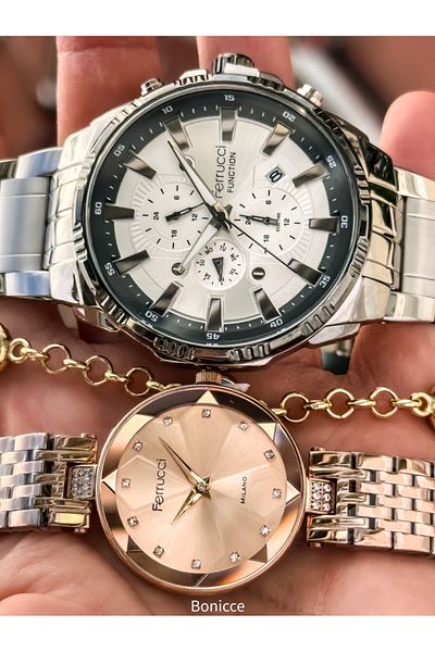 Ferrucci Brand Steel Cord Silver Color, Dear Watches + Rosary Bracelet