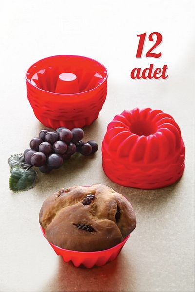 GRİMOR Life 12 Pack Washable Mini Cake Muffin Baking Mold, Silicone Muffin, Cupcake Mold Mixed Color