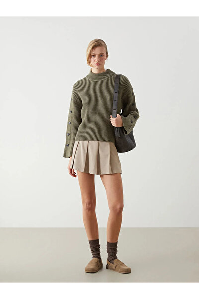 LC Waikiki LCW Vision Haki Bisiklet Yaka Kadın Triko Kazak