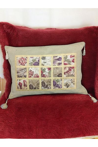 AYŞEM 70X50 Tasseled Decorative Patterned Throw Pillow Cover 1 Piece Linen Look Upholstery Fabric