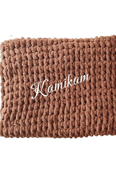 KAMİKAM Plush Velvet Soft Alize 100 X 100cm Hand Knitted Baby Blanket