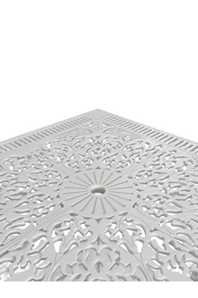 IVF İstanbul  Kare 75x75 CM Model Ferforje Görünümlü Plastik Masa İç Mekan Dış Mekan Masası Bahçe Masası