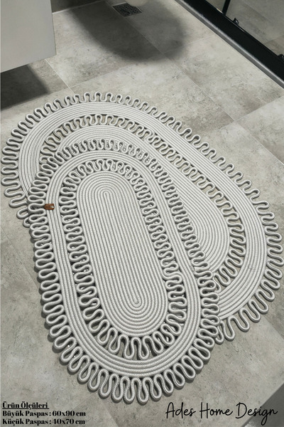 Jute 2-Piece Mat, Bath Mat, Door Mat, Balcony Mat, Mop Set