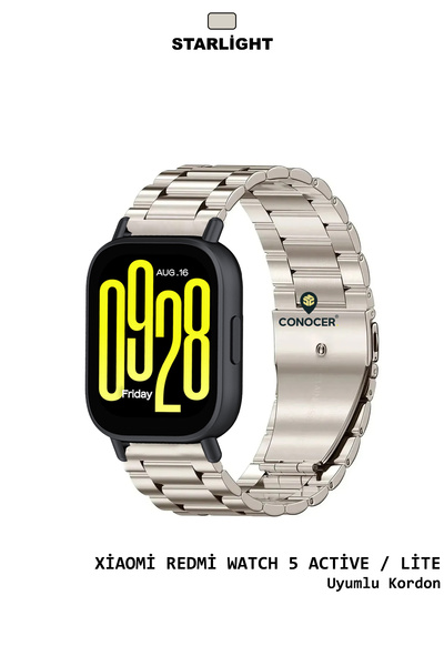 CONOCER Xiaomi Redmi Watch 5 Active / Lite Uyumlu Bakla Metal Paslanmaz Çelik...