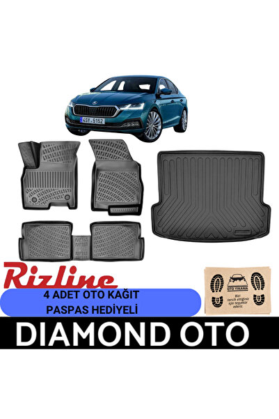 Rizline Skoda Octavia 3d havuzlu paspas ve bagaj havuzu 2020-2021-2022-2023-2024-2025-2026