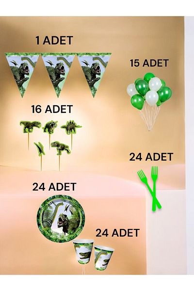 VibeHome Dinosaur Themed m Pack for 24 - Birthday Party and Fun Events