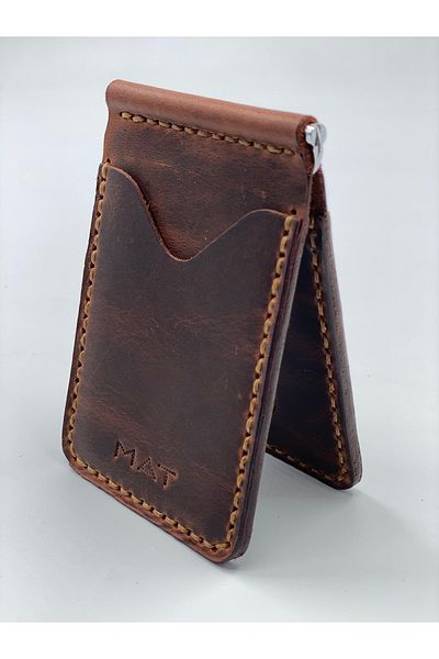 MAT Deri Tan Genuine Leather - Slim Design Wallet with Money Clip and Card Holder