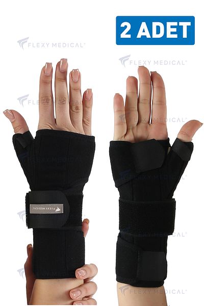 Flexy Medical 2 Pieces Hand Wrist Brace with Thumb Support - Carpal Tunnel, Broken, Dislocation, Wrist Pain, Sprain