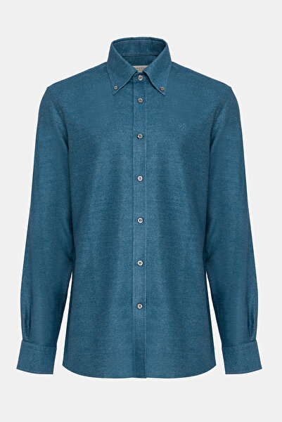 Edwards Erkek İndigo Cooper Fit Düğmeli Yaka Flannel Gömlek