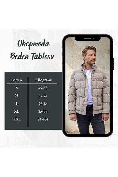 OHEPMODA Мъжко пухено яке Nova Soft Fabric с яка стойка