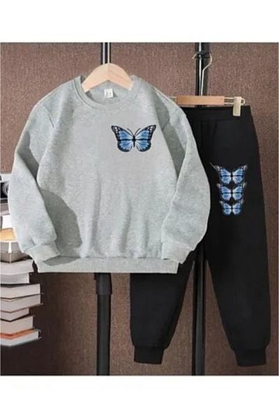 LAND MODA Σετ αθλητική φόρμα Unisex με στάμπα μπλε πεταλούδα