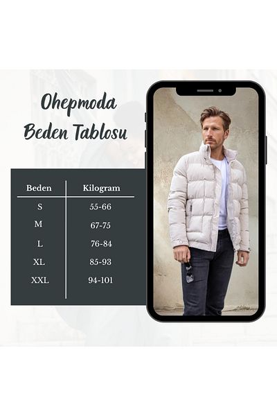 OHEPMODA Ανδρικό πουπουλένιο παλτό με γιακά Nova Soft Fabric
