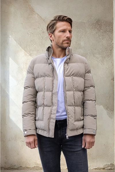 OHEPMODA Мъжко пухено яке Nova Soft Fabric с яка стойка