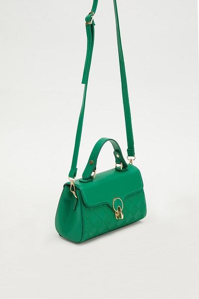 Levidor Grass Green Diamond Pattern Handbag